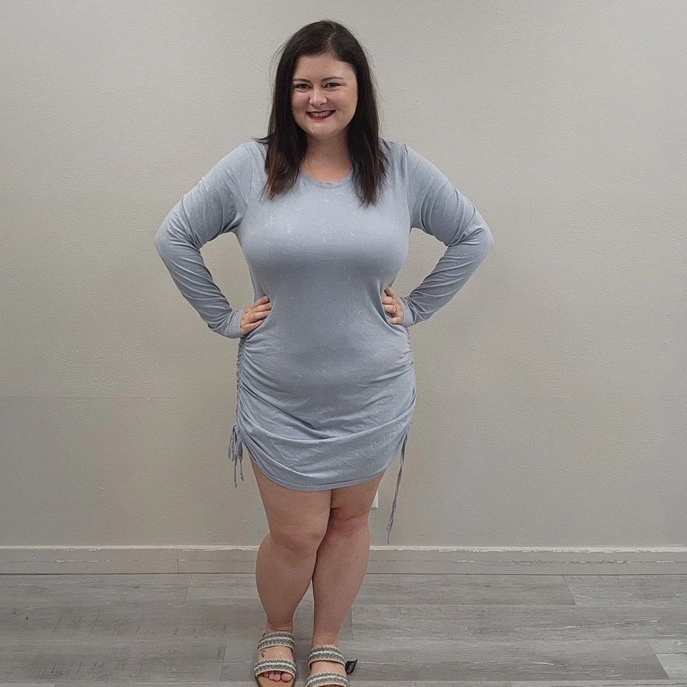 Victoria's Secret PINK Blue Long Sleeve Mini T-shirt Dress - Size XXL
